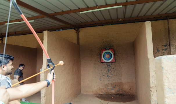 Traditional archery target practice session