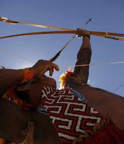 Horseback traditional archery in cultural event