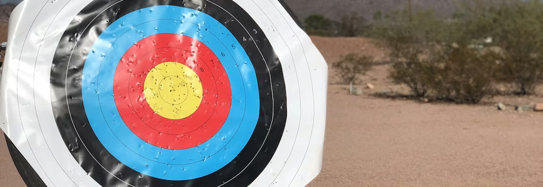 Archery target board in outdoor range
